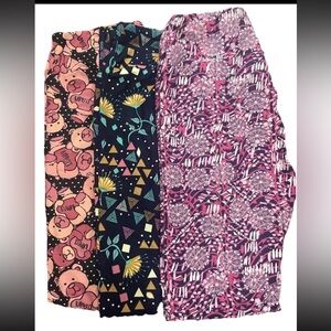 Women’s One Size Lularoe Leggings Lot Of 3 Pink  OS